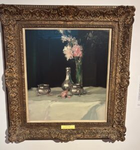 Painting of flowers and silver vases - by JD Fergusson