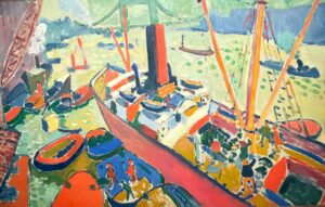 Bright fauvist painting of a boat by Andre Derain