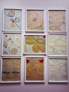 Art by Hilma Klint, nine brown-paper drawings