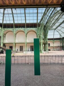 Inside the Grand Palais: the glass roof with green ironwork