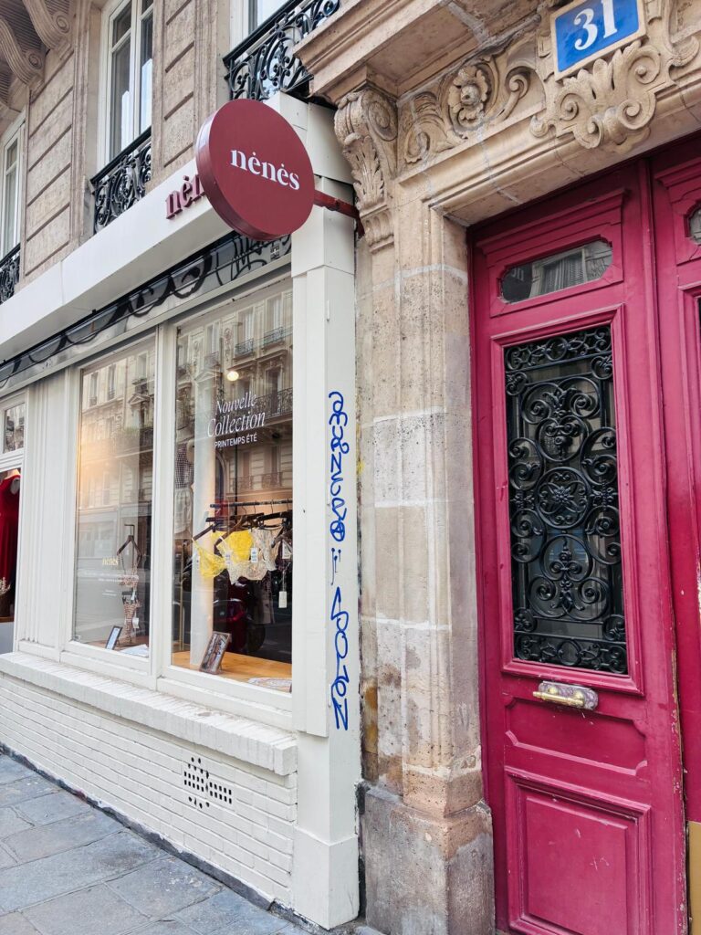 Nénés lingerie boutique, with its red shop sign, Montmartre